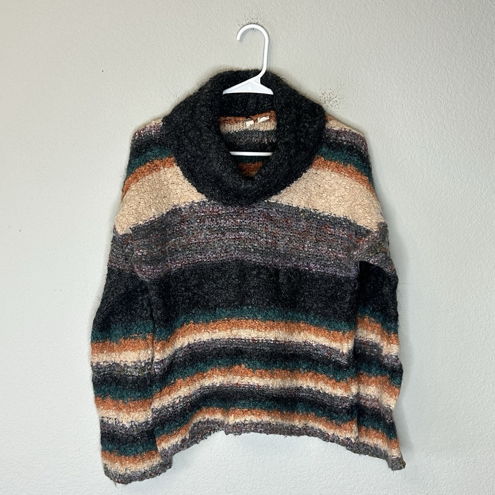 Anthropologie Moth Murray Striped Boucle Cowl Neck Sweater Size M Italy